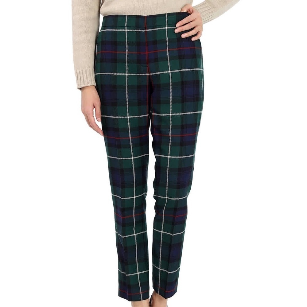 Burberry Pants Hanover Green Checked Trousers US 6 UK 8 Quiet Luxury Preppy